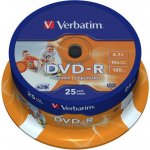 Verbatim DVD-R 4,7GB 16x, AZO, printable, cakebox, 25ks (43522) – Zboží Mobilmania