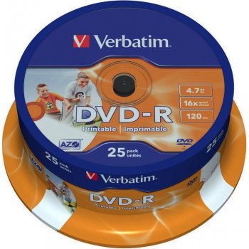 Verbatim DVD-R 4,7GB 16x, AZO, printable, cakebox, 25ks (43522)