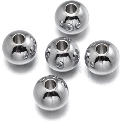 Mosazný korálek - platinový - ∅ 2,5 mm - 1 ks – Zboží Dáma