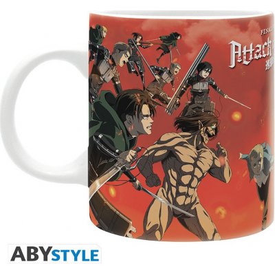 asa Hrnek keramika manga anime attack on titan aot shingeki no kyojin útok titánů boj Postavy eren mik levi armin jean connie hanji vs reiner zeke 320 ml – Zboží Mobilmania