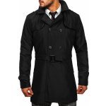 Bolf pánský dvouřadový kabát s vysokým límcem a páskem 0001 černý – Zboží Dáma