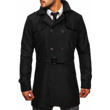 Bolf pánský dvouřadový kabát s vysokým límcem a páskem 0001 černý
