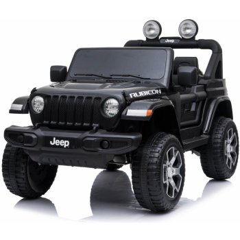 Beneo elektrické autíčko Jeep Wrangler dvoumístné kožená sedadla rádio s bluetooth přehrávačem SD / USB vstup Pohon 4x4 12V10Ah Baterie EVA kola Odpružené nápravy 24 GHz černá