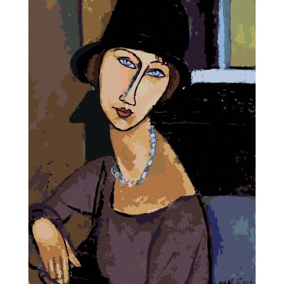 Diamondi Diamantové malování JEANNE HÉBUTERNE S KLOBOUKEM A NÁHRDELNÍKEM (AMEDEO MODIGLIANI) 40 x 50 cm bez rámu a bez – Sleviste.cz