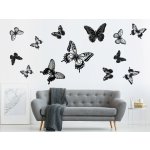Nalepte.cz Motýli černí 13 ks samolepky na zeď arch, rozměry 20 x 20 cm – Zboží Dáma