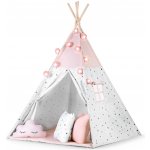 Nukido teepee stan pro děti s girlandou a světly růžový – Zboží Dáma