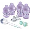 Láhev a nápitka Tommee Tippee sada kojeneckých lahviček C2N Anti Colic s kartáčem Purple