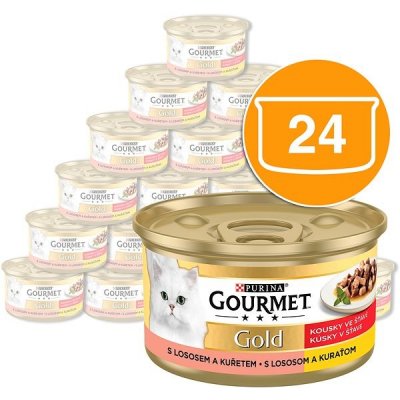 Gourmet Gold s lososem a kuřecím masem 24 x 85 g