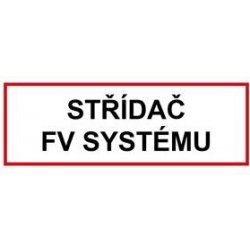 Střídač FV systému - bezpečnostní tabulka, samolepka 150 x 50 mm