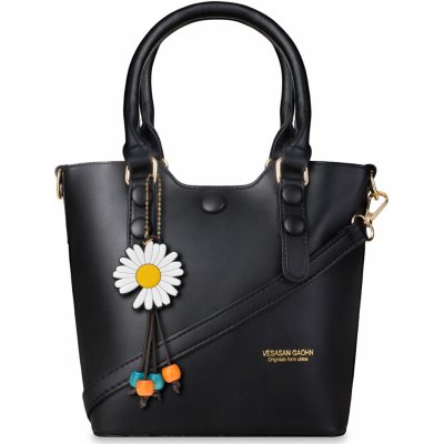 Klasická dámská kabelka elegantní kufřík mini shopper do ruky a přes rameno černá