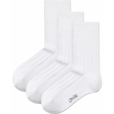 Vlnka 3 páry bavlněných ponožek se zdravotním lemem bílá – Zboží Dáma