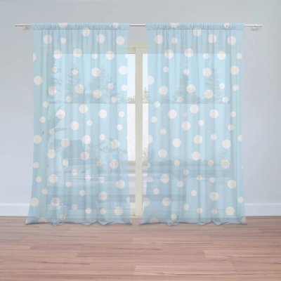 Sablio Záclony Bílé puntíky na modré: 2ks 150x250cm – Hledejceny.cz