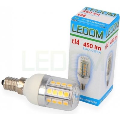 LEDOM LED žárovka , 27 LED SMD5050, teplá bílá, 450lm, 5w, E14