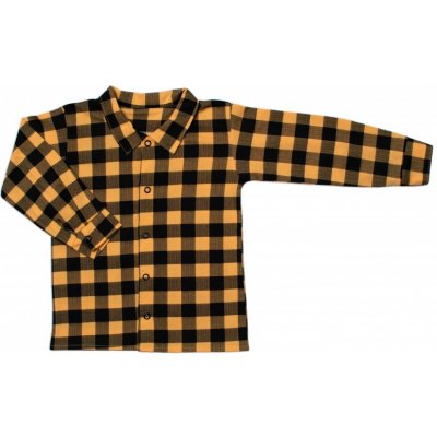 Mrofi Dětská košile MROFI dlouhý rukáv Luke žluto černá kostička – Zboží Mobilmania