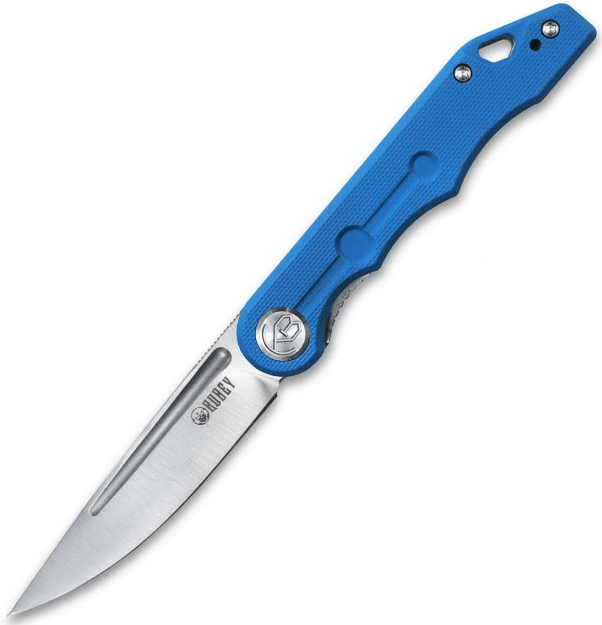 KUBEY Mizo Liner Lock Front Flipper Folding Knife Blue G10 Handle KU2101B