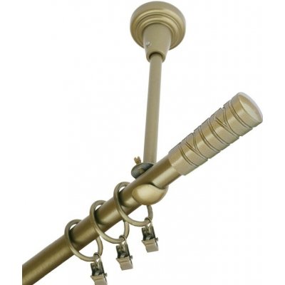 OK-GarnýžeCZ Garnýž kovová jednořadá 16mm Torino zlatá antik 120 cm do stropu / kroužky s žabkou – Sleviste.cz
