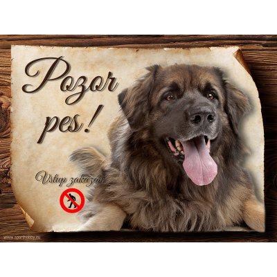 Sport hobby Cedulka Leonberger II Pozor pes zákaz 15 x 11 cm – Zbozi.Blesk.cz