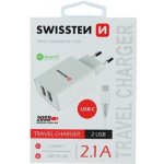 Nabíječka Swissten USB-C (Type-C) Dual Smart IC 2.1A bílá 46696 – Hledejceny.cz