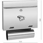 Poštovní schránka (340x310x60 mm), vhoz (20x305 mm) max. formát listu: A4, leštěná nerez /AISI304 – Hledejceny.cz