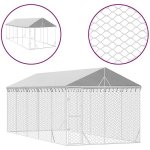 Shumee Venkovní psí kotec se střechou stříbrný 300 x 750 x 250 cm ocel – Zboží Dáma