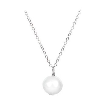 JwL Jewellery Pravá perla bílé barvy na stříbrném řetízku JL0087