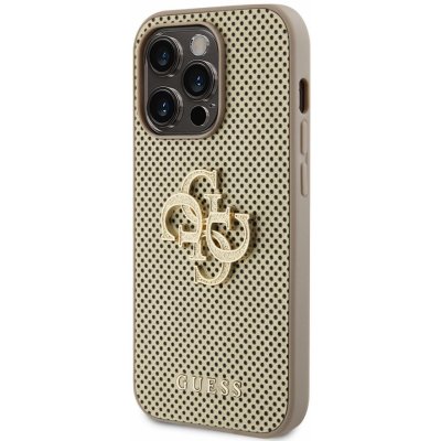 GUESS PU Perforated 4G Glitter Metal Logo Apple iPhone 14 Pro Max zlaté – Zboží Mobilmania