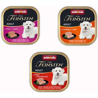 Animonda Vom Feinsten Adult Mix: drůbeží a telecí + krůtí a jehněčí + hovězí a krůtí srdce 24 x 150 g – Hledejceny.cz