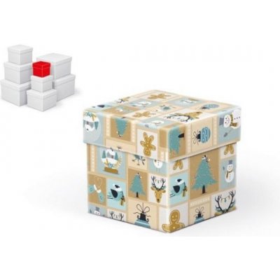 Krabice dárková vánoční C-V001-A 8x8x8cm – Zboží Mobilmania