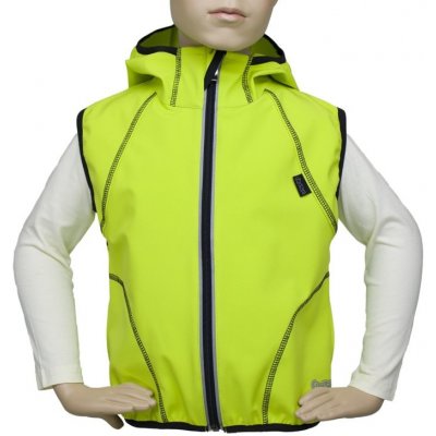 Fantom Dětská softshellová outdoorová vesta s kapucí, signální žlutá – Zboží Mobilmania