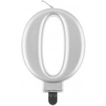 GoDan Narozeninová svíčka na dort 0 metalická stříbrná 8 cm – Zboží Dáma