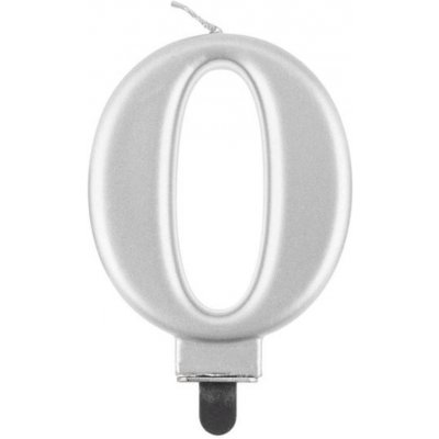 GoDan Narozeninová svíčka na dort 0 metalická stříbrná 8 cm – Zboží Dáma