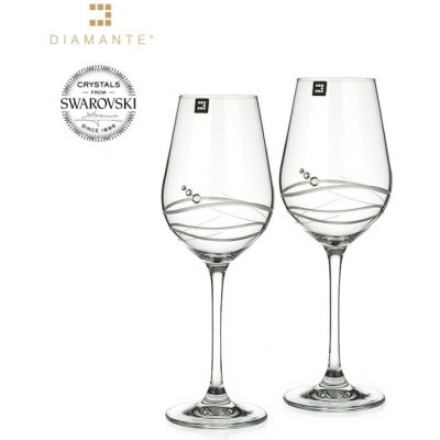 Crystalex Bohemia Glass Sklenice na bílé víno se Swarovski Elements Venezia 350 ml