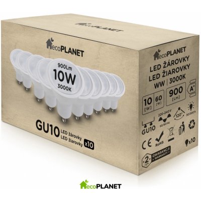 Berge 10x LED žárovka GU10 EcoPlanet 10W 900lm teplá bílá