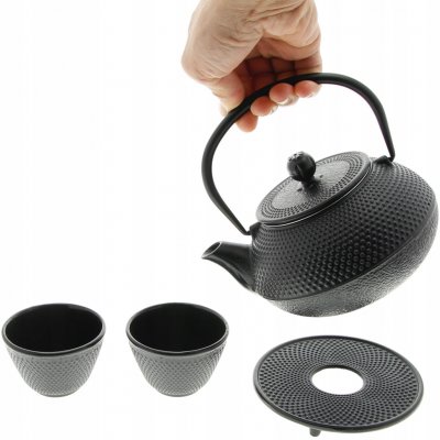 HIT HT-22170570 Čajová konvice litinová 0,8 l sada 4 ks černá – Zboží Dáma