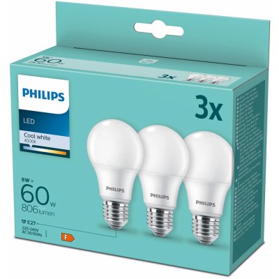 Philips klasik, 9W, E27, neutrální bílá 3ks – Hledejceny.cz