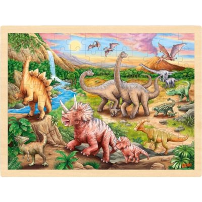 GOKI Dřevěné Dinosauří stezka 96 dílků – Zboží Mobilmania