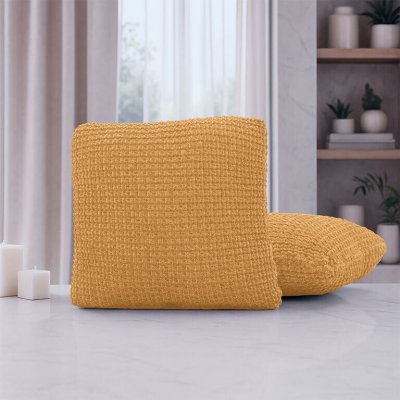 Nueva Textura napínací potah strečový RUBINIA zlatá povlaky na polštářky 2 ks 40 x 40 cm – Sleviste.cz