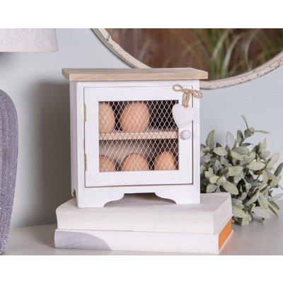 Clayre & Eef Dřevěná skříňka na vajíčka bílá 19 x 14 x 19 cm – Sleviste.cz