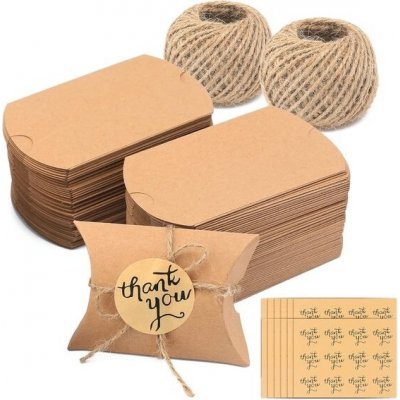 G2PLUS 100 ks vintage kraft papírové krabičky na polštáře krabičky na dárky ve tvaru polštáře se – Zboží Dáma