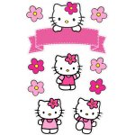 1x Hello Kitty – v růžových šatech s kytičkami – obdélníkový jedlý papír na dort – Hledejceny.cz
