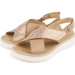 Vlnka Dámské kožené sandály Danka zlatá – Zboží Dáma