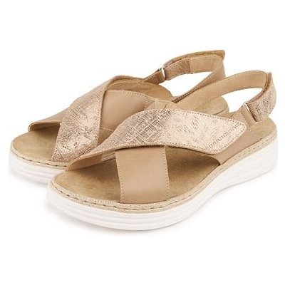 Vlnka Dámské kožené sandály Danka zlatá – Zboží Dáma