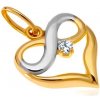 Přívěsky Šperky Eshop Diamantový zlatý přívěsek 585 dvoubarevné srdce symbol nekonečna briliant BT504.14