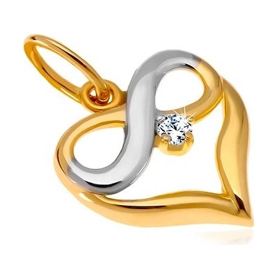 Šperky Eshop Diamantový zlatý přívěsek 585 dvoubarevné srdce symbol nekonečna briliant BT504.14 – Zboží Dáma