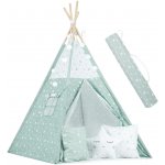 Nukido Dětské teepee se světýlky mátové s hvězdičkami – Hledejceny.cz