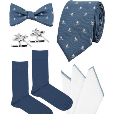 Bubibubi sada lyžař s kravatou a motýlkem modrá – Zboží Dáma