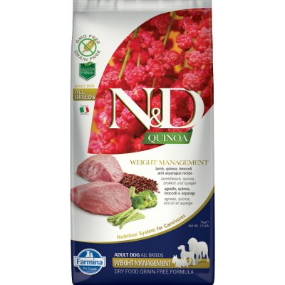 N&D Quinoa Dog Adult Weight Management Grain Free Lamb & Broccoli 2 x 7 kg