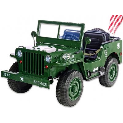 Jeep Willys dětské elektrické auto s 2,4G 4x 120W/24V, 3 místný green army