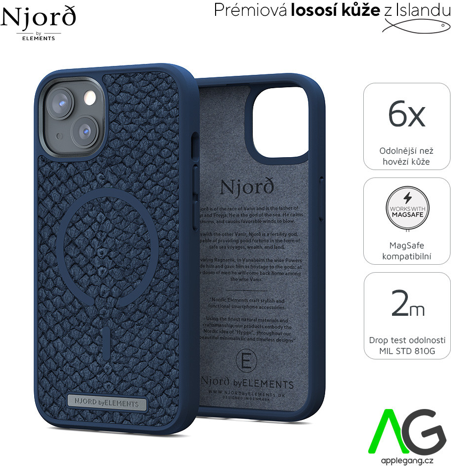 Pouzdro NJORD Vatn MagSafe case iPhone 13 mini modré