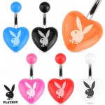 Šperky eshop ocelový piercing do břicha barevné akrylové srdce zajíček playboy PC10.05 oranžová – Hledejceny.cz